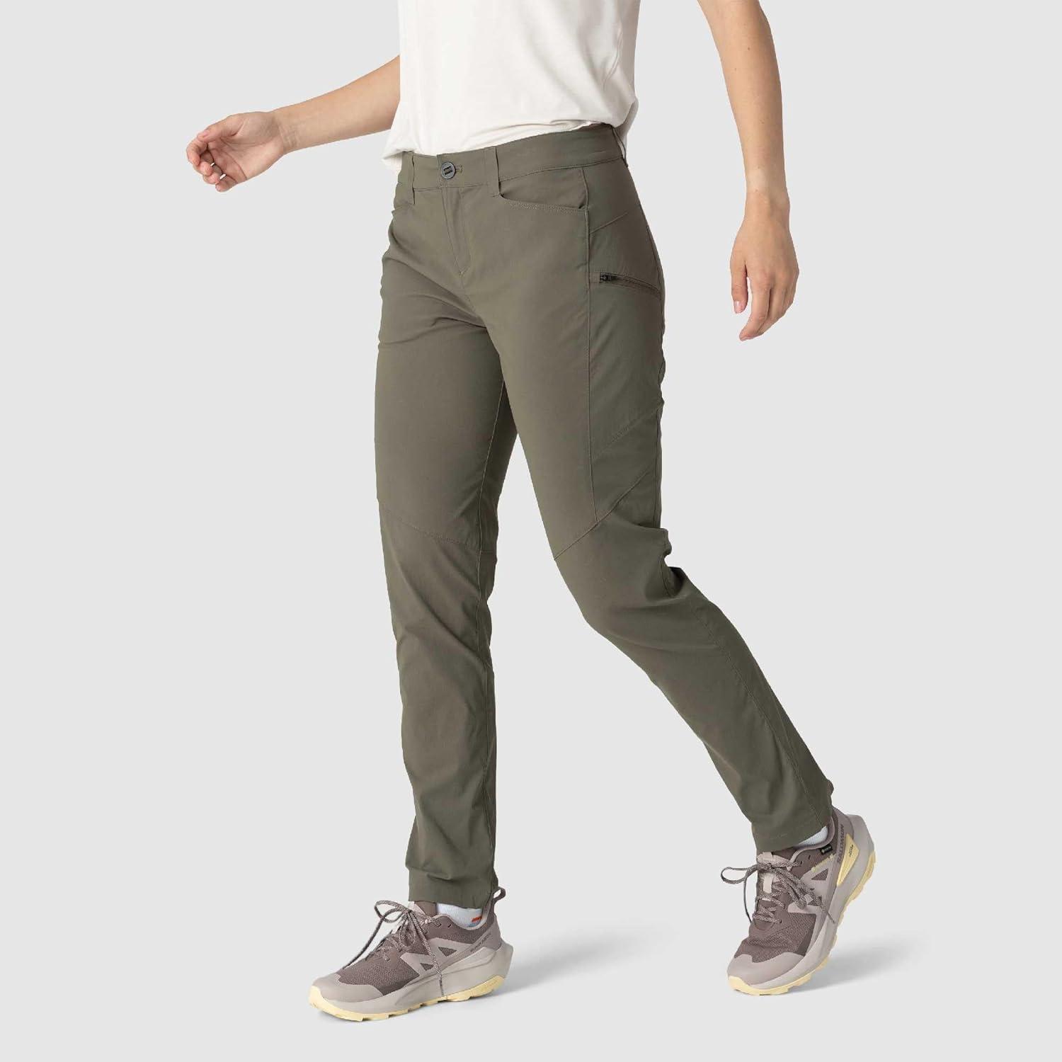 imageOutdoor Research Womens Timberline Pant Water amp Wind Resistant Stretchy UPF 50 Athletic Hiking Pants Zip Thigh PocketsRanger Green
