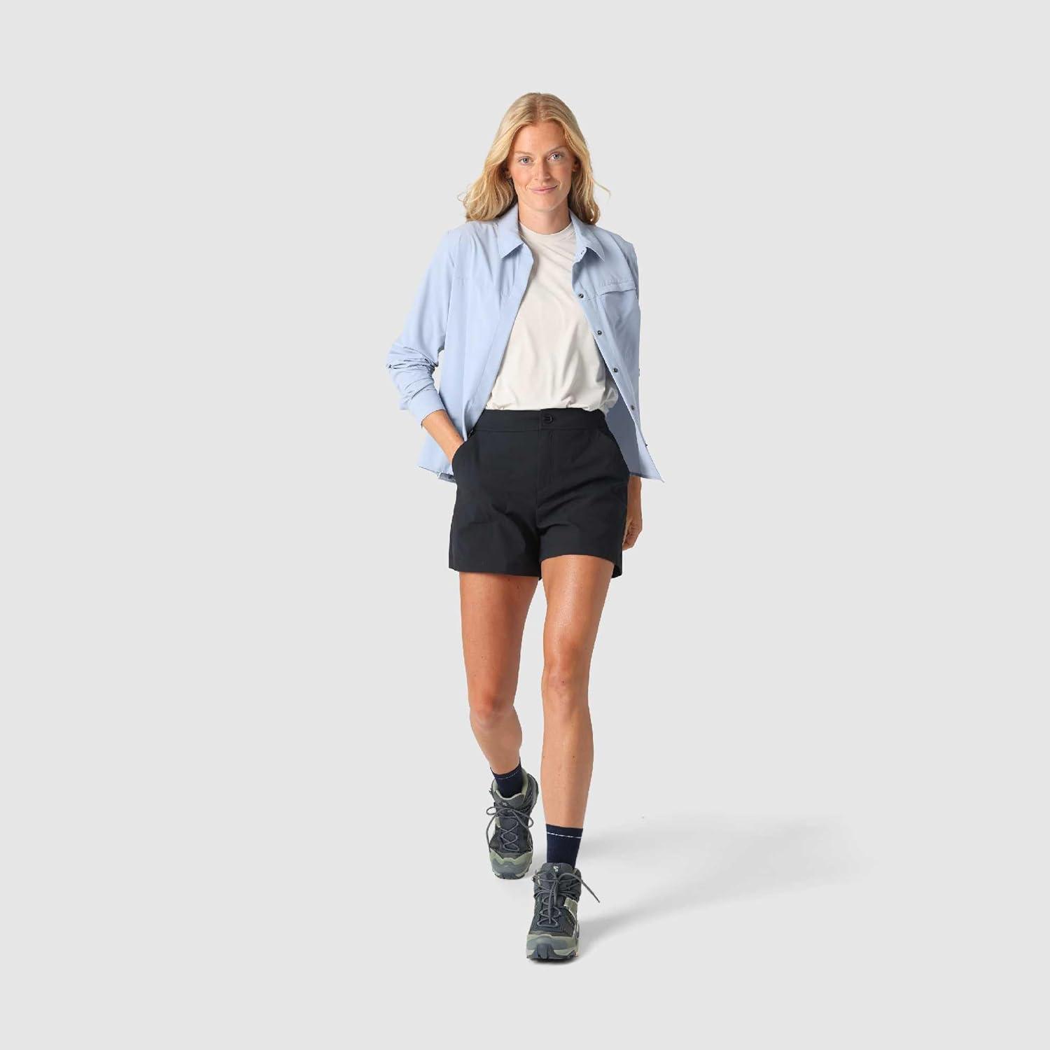 imageOutdoor Research Womens Timberline Short Moisture Wicking Stretchy UPF 50 Athletic Hiking Shorts Quick Dry Zip PocketBlack