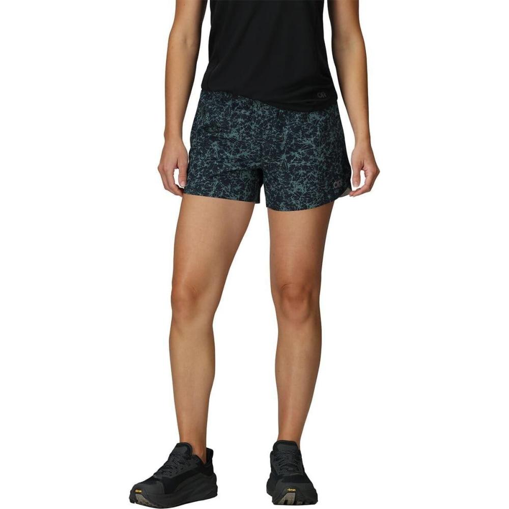 imageOutdoor Research Womens Swift Lite Shorts  4 Inseam  Water Resistant Movement Mirroring Stretch UPF 30 Standard FitDark Navy Atoms