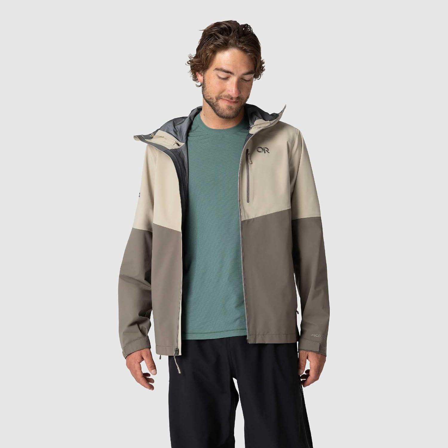 imageOutdoor Research Mens Foray 3L Jacket Waterproof Windproof Hooded Long Sleeve Standard FitPro KhakiGravel