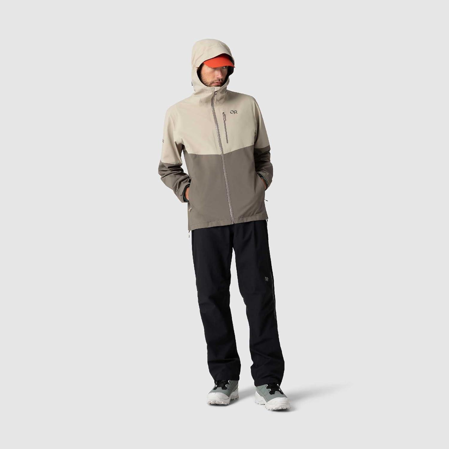 imageOutdoor Research Mens Foray 3L Jacket Waterproof Windproof Hooded Long Sleeve Standard FitPro KhakiGravel