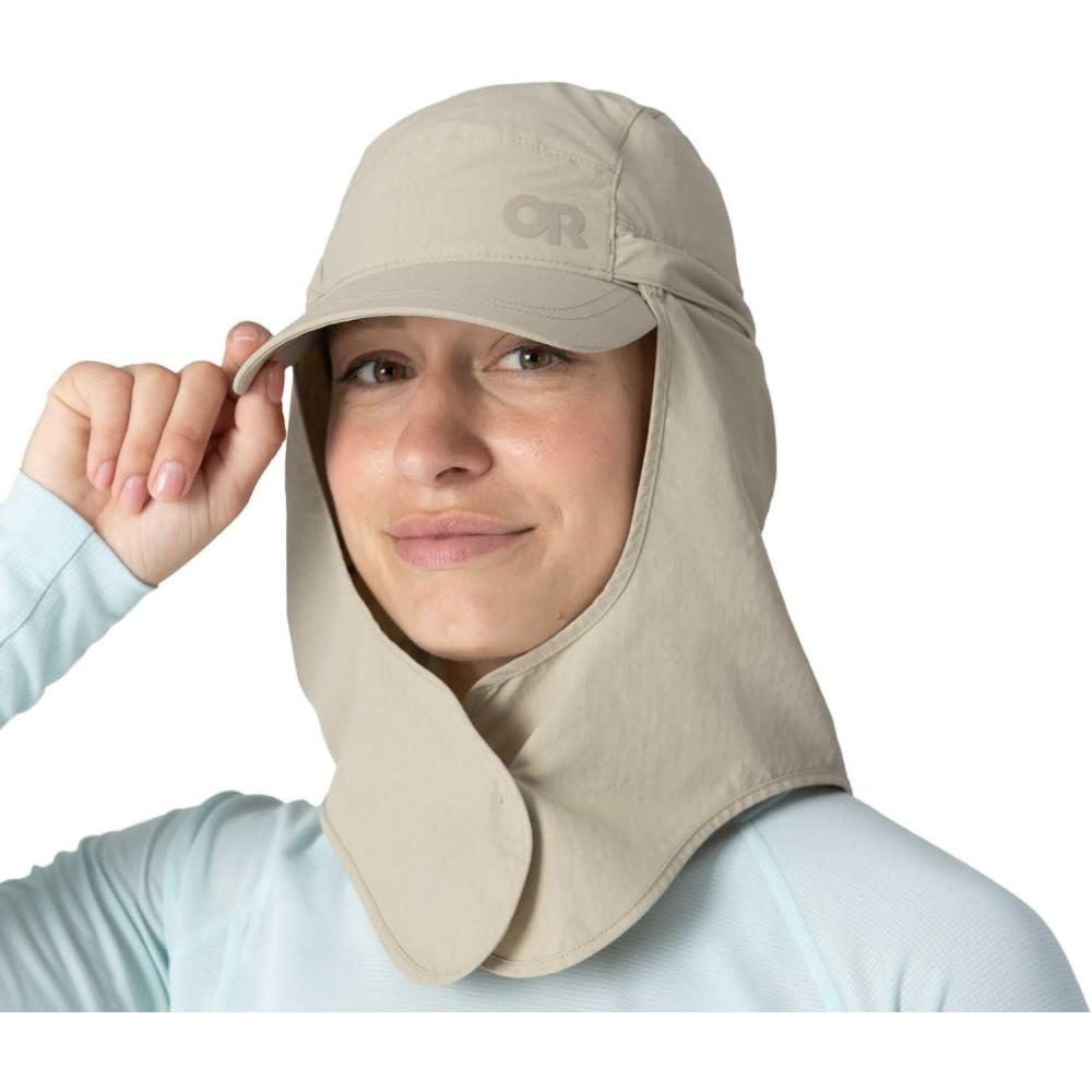 imageOutdoor Research Insect Shield Cape Cap Bug Repellent Athletic Sun Hat with Neck Flap UPF 50 Ball Cap for Men amp WomenPro Khaki