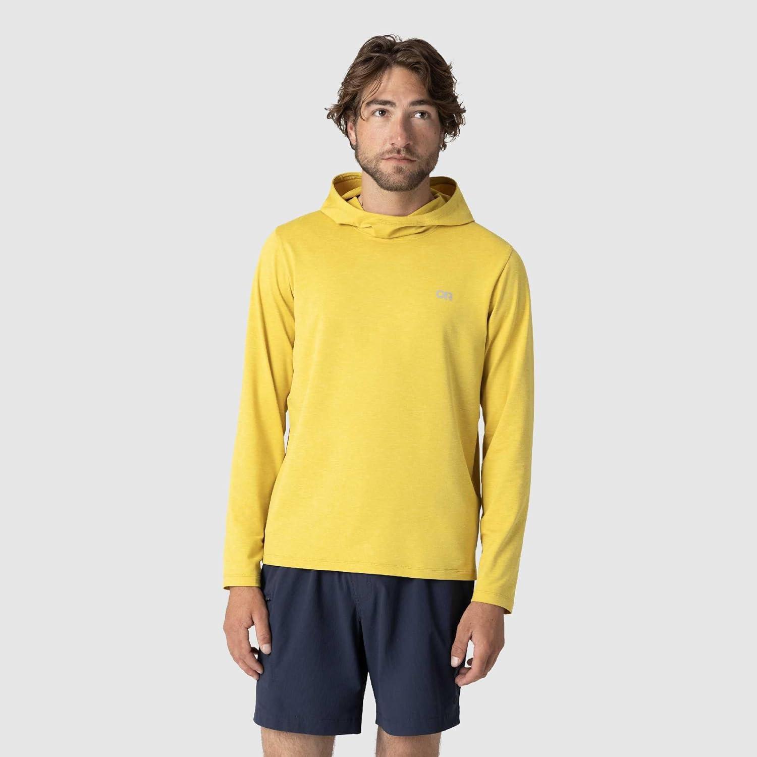imageOutdoor Research Mens ActiveIce Spectrum Sun Hoodie Self Cooling Quick Dry 3 Panel Hood UPF 50 Standard FitAmber Heather
