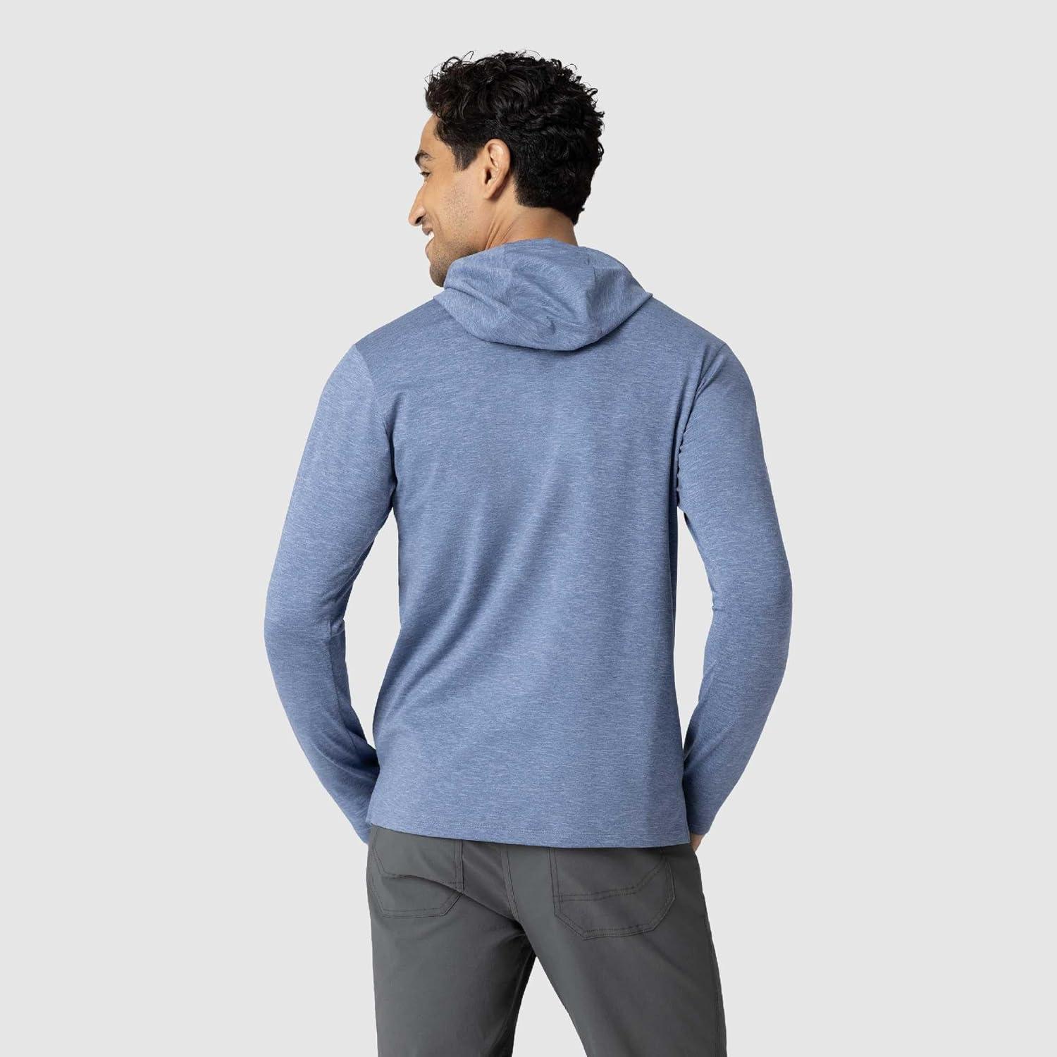 imageOutdoor Research Mens ActiveIce Spectrum Sun Hoodie Self Cooling Quick Dry 3 Panel Hood UPF 50 Standard FitAscent Blue Heather