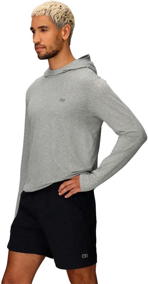 imageOutdoor Research Mens ActiveIce Spectrum Sun Hoodie Self Cooling Quick Dry 3 Panel Hood UPF 50 Standard FitGrey Heather