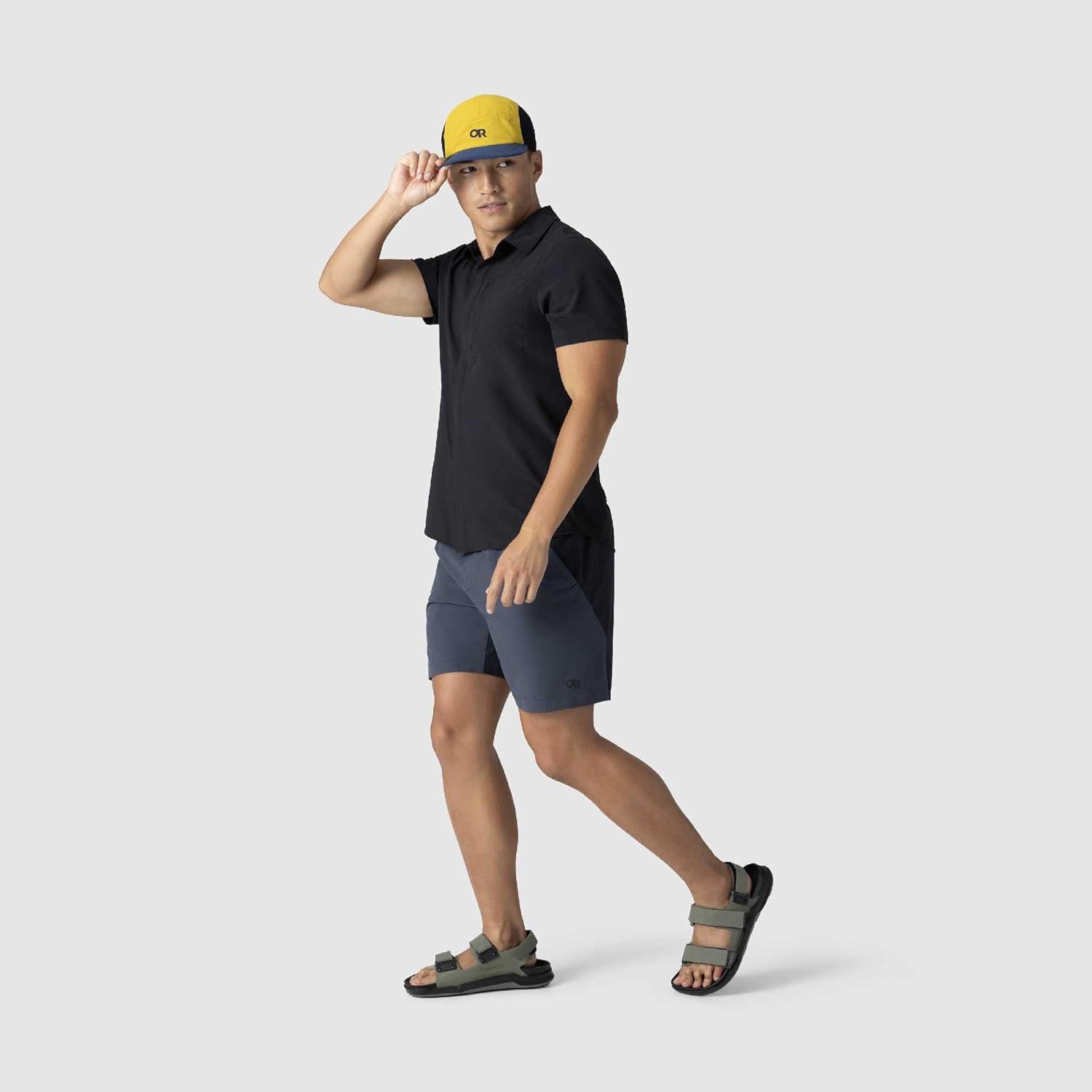 imageOutdoor Research Mens Astroman Air Short Sleeve Sun Shirt Vented Back Breathable UPF 30 Snap Button Hiking TopBlack