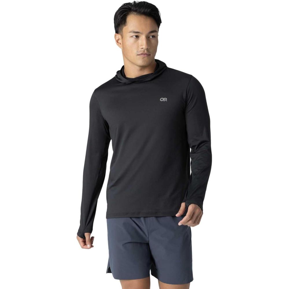 imageOutdoor Research Mens ActiveIce Spectrum Sun Hoodie Self Cooling Quick Dry 3 Panel Hood UPF 50 Standard FitBlack