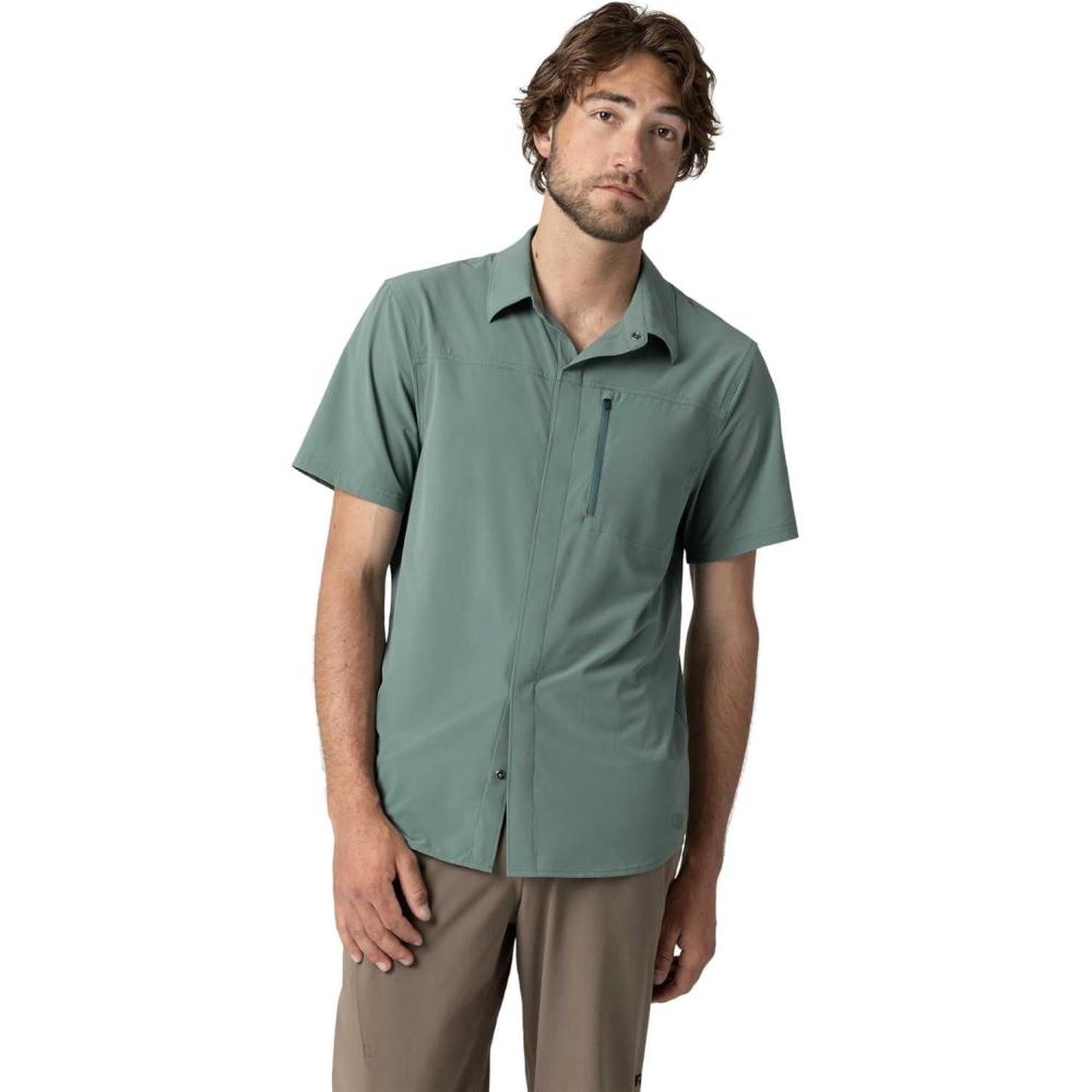 imageOutdoor Research Mens Astroman Air Short Sleeve Sun Shirt Vented Back Breathable UPF 30 Snap Button Hiking TopMalachite