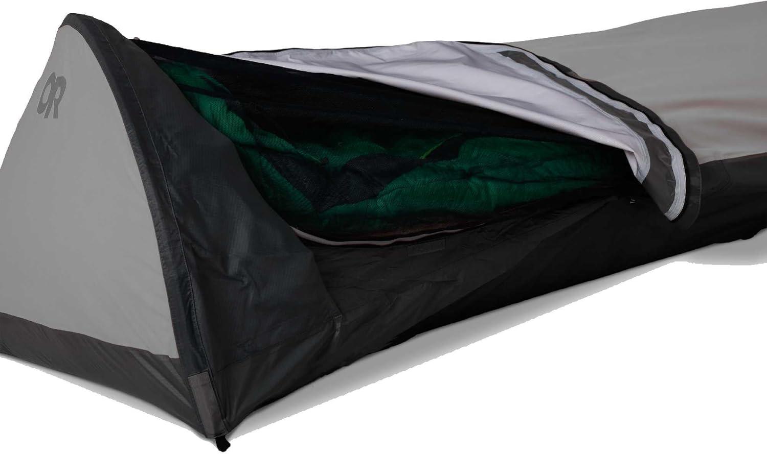 imageOutdoor Research Alpine XT Bivy Waterproof Backpacking Single Person Trekking Pole Tent Extra Headspace NoSeeUm ScreenPewter