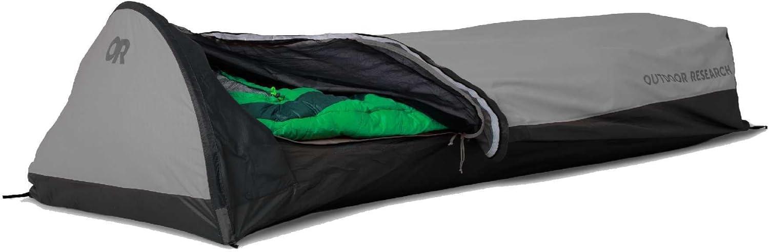 imageOutdoor Research Alpine XT Bivy Waterproof Backpacking Single Person Trekking Pole Tent Extra Headspace NoSeeUm ScreenPewter