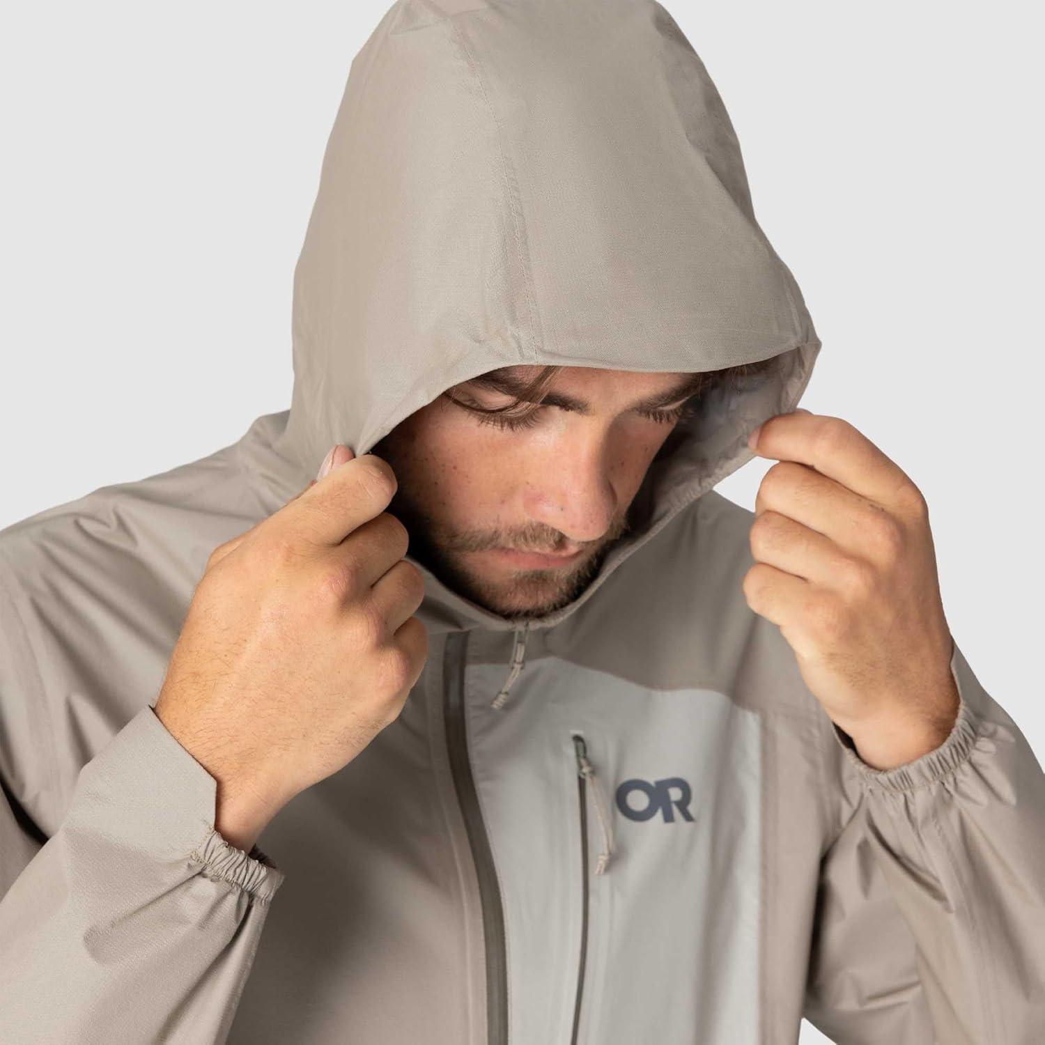 imageOutdoor Research Mens Helium UL Jacket Lightweight Waterproof Rain Jacket Breathable Windproof Fully Seam TapedPro Khaki