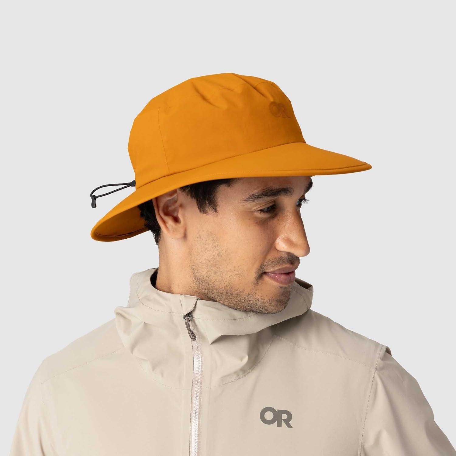 imageOutdoor Research Stratoburst Rain Hat Waterproof Windproof Breathable Adjustable Chin Cord Stiffened Brim with FoamSedona