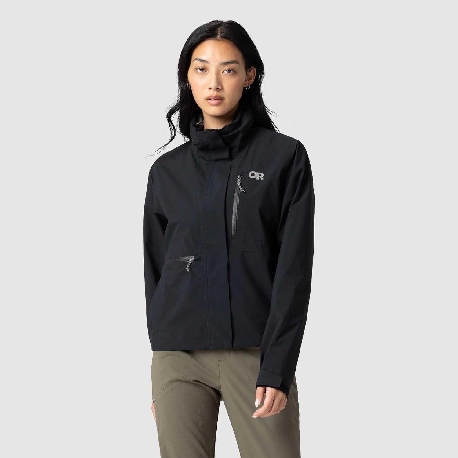 imageOutdoor Research Womens Stratoburst Stretch SE Jacket Waterproof amp Windproof Breathable Rain Jacket Stow In Collar HoodBlack