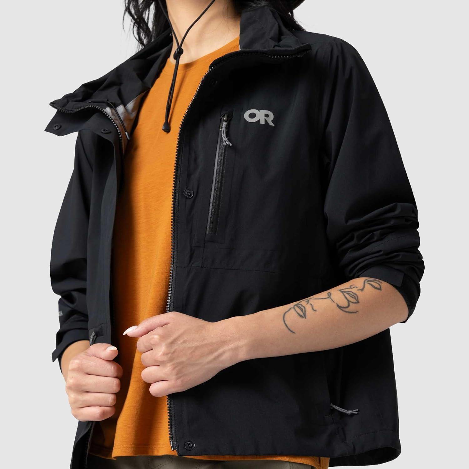 imageOutdoor Research Womens Stratoburst Stretch SE Jacket Waterproof amp Windproof Breathable Rain Jacket Stow In Collar HoodBlack