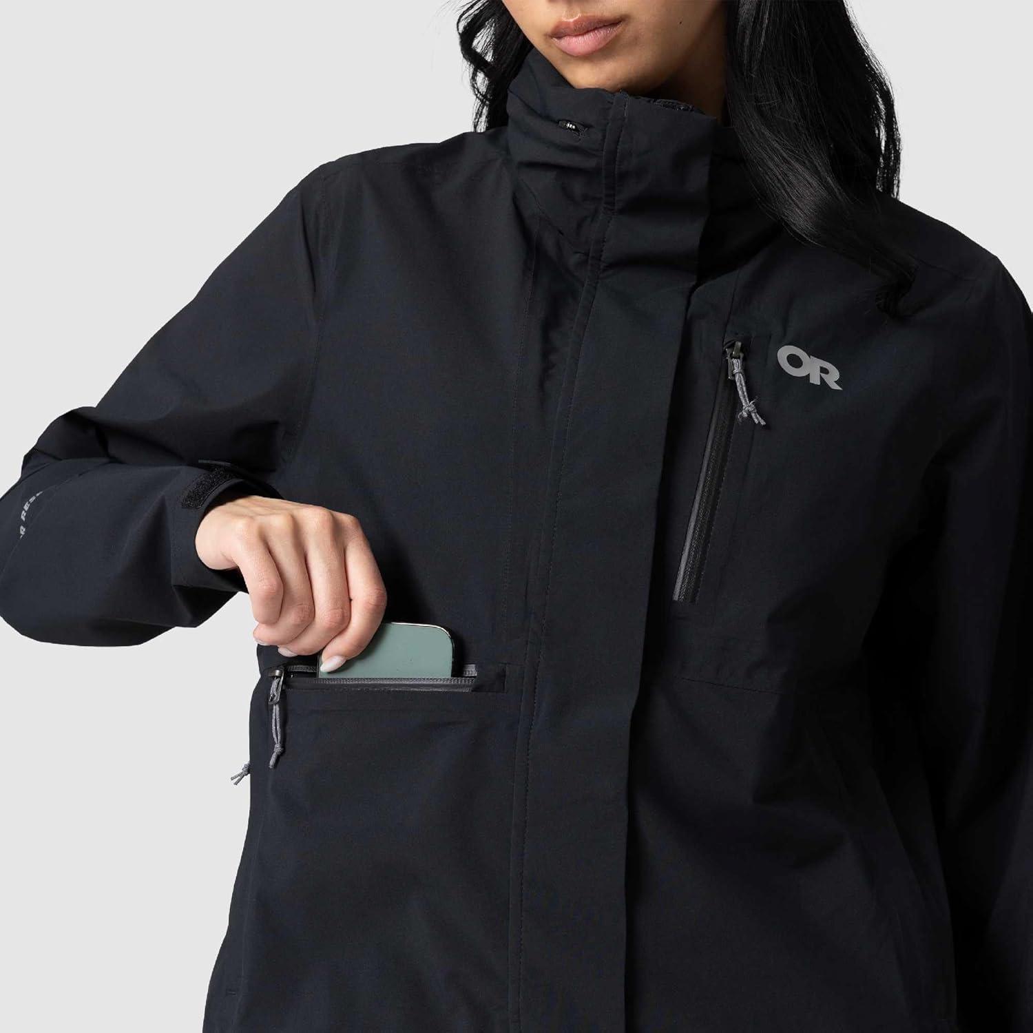 imageOutdoor Research Womens Stratoburst Stretch SE Jacket Waterproof amp Windproof Breathable Rain Jacket Stow In Collar HoodBlack