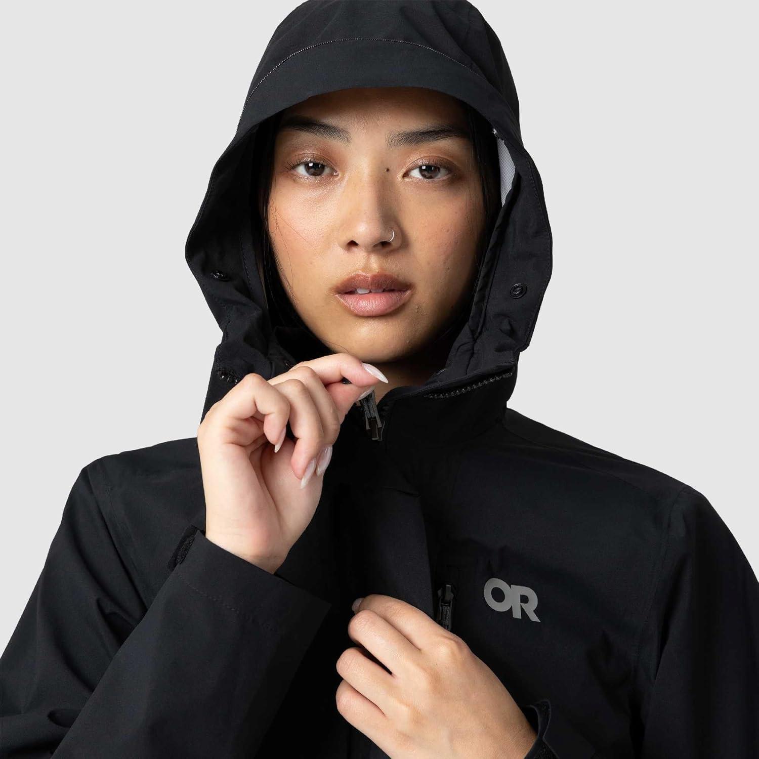 imageOutdoor Research Womens Stratoburst Stretch SE Jacket Waterproof amp Windproof Breathable Rain Jacket Stow In Collar HoodBlack