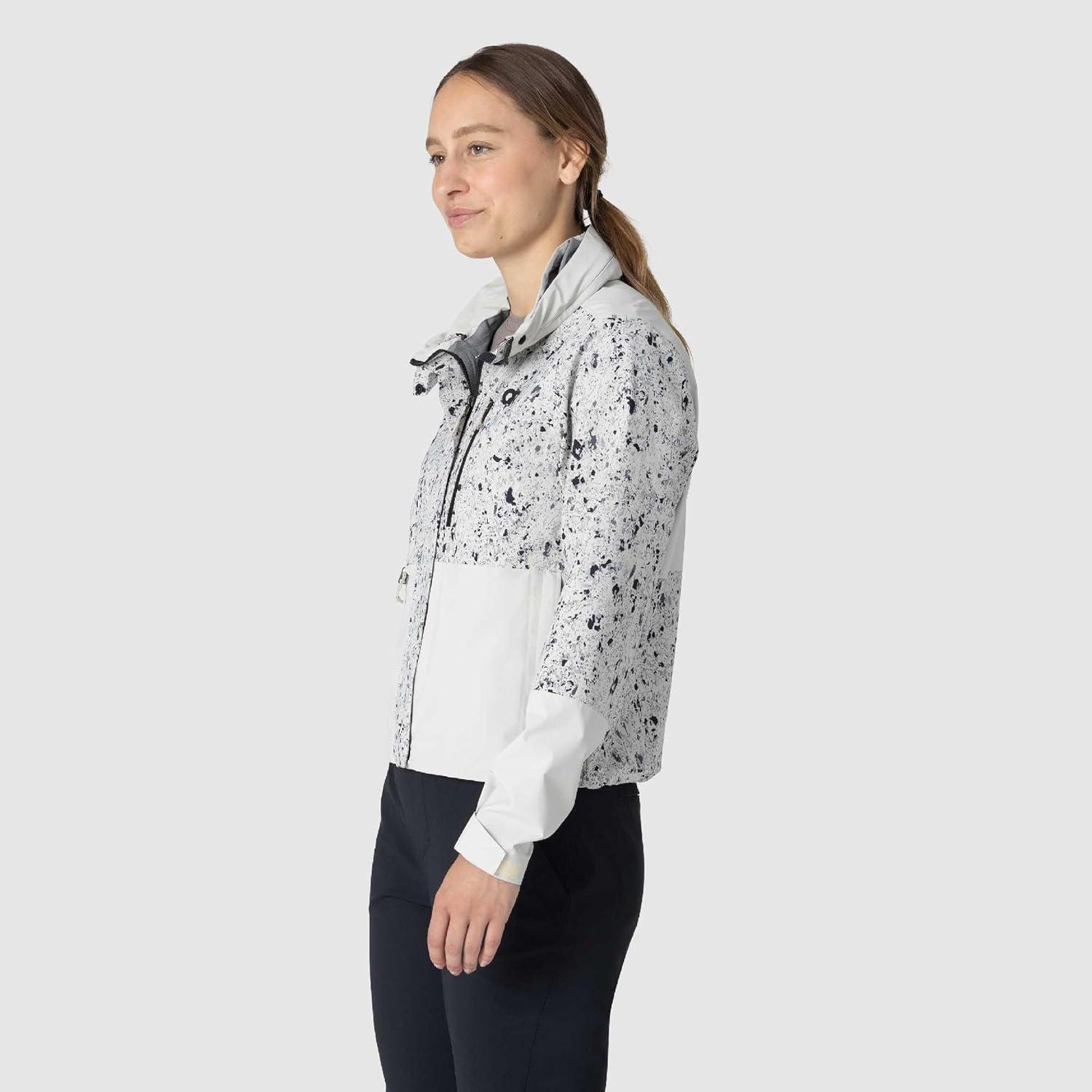 imageOutdoor Research Womens Stratoburst Stretch SE Jacket Waterproof amp Windproof Breathable Rain Jacket Stow In Collar HoodOyster Creekside PrintOyster