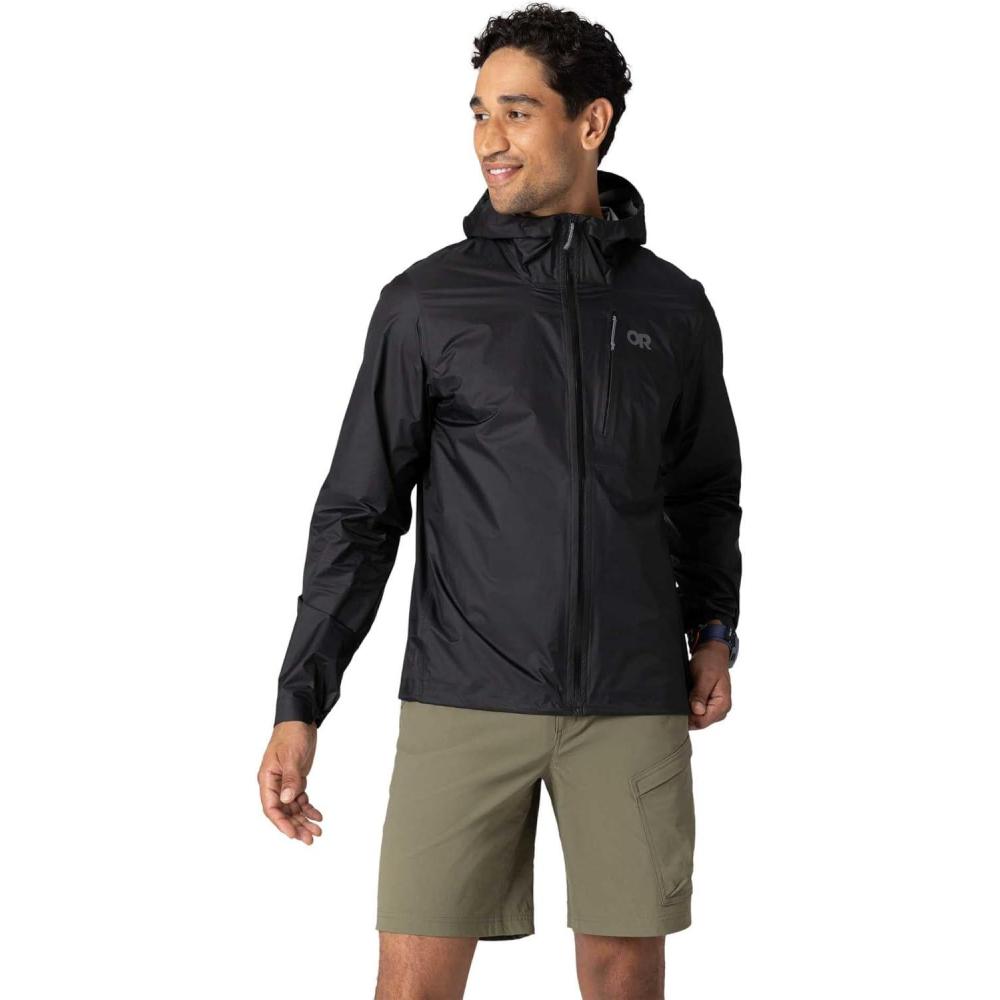 imageOutdoor Research Mens Helium UL Jacket Lightweight Waterproof Rain Jacket Breathable Windproof Fully Seam TapedBlack