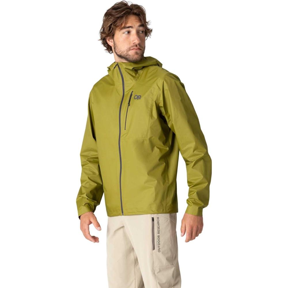 imageOutdoor Research Mens Helium UL Jacket Lightweight Waterproof Rain Jacket Breathable Windproof Fully Seam TapedRainforest