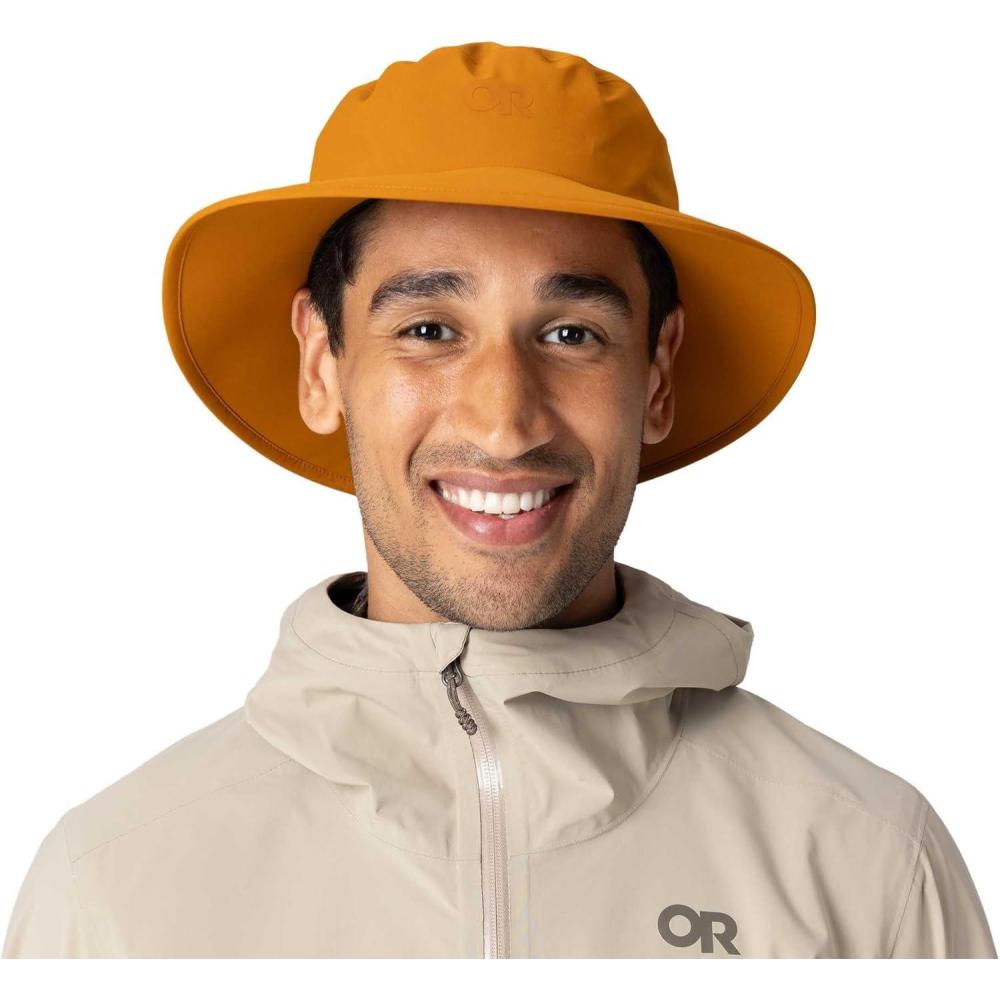 imageOutdoor Research Stratoburst Rain Hat Waterproof Windproof Breathable Adjustable Chin Cord Stiffened Brim with FoamSedona