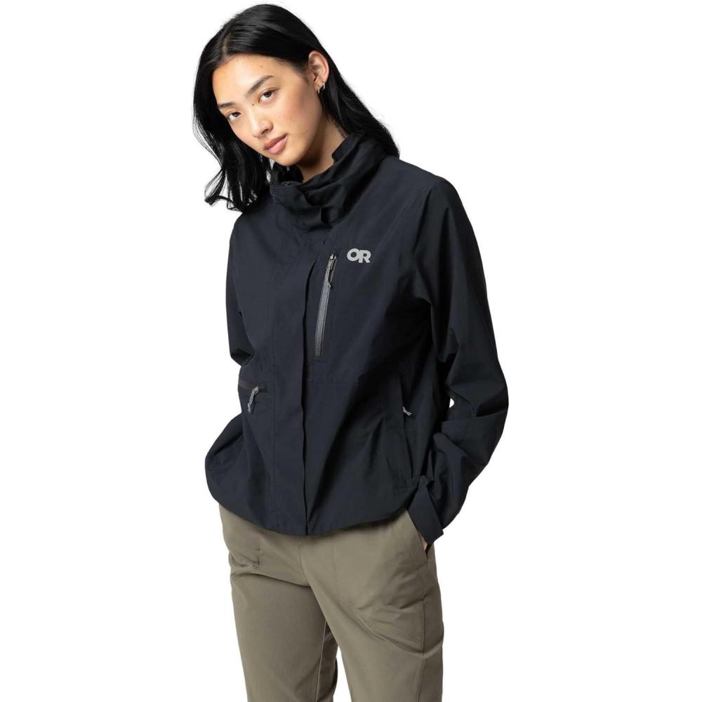 imageOutdoor Research Womens Stratoburst Stretch SE Jacket Waterproof amp Windproof Breathable Rain Jacket Stow In Collar HoodBlack