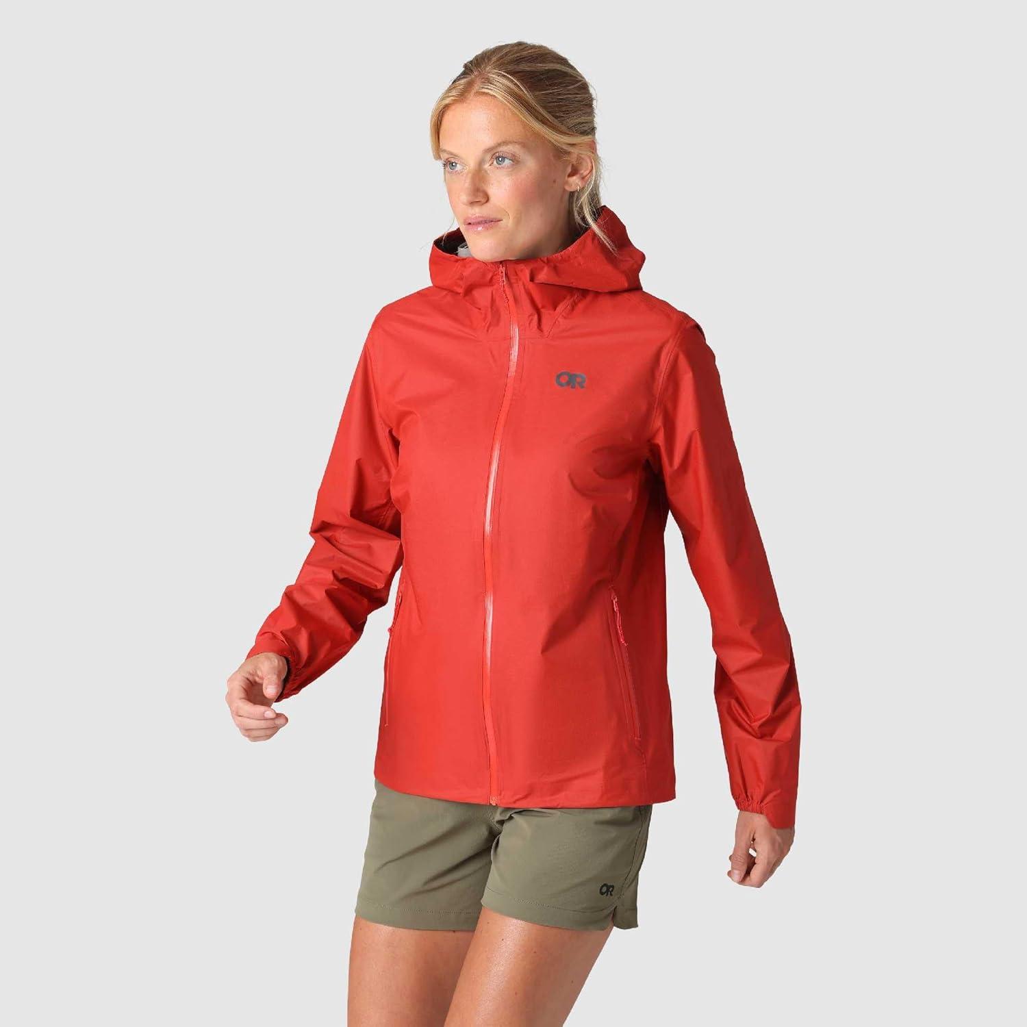 imageOutdoor Research Womens Helium UL Jacket Lightweight Waterproof Rain Jacket Breathable Windproof Fully Seam TapedMadrone Red