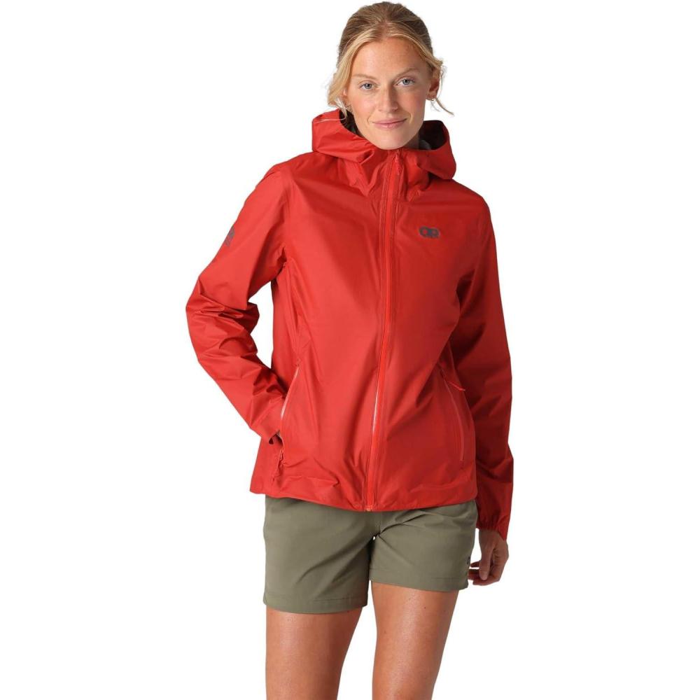 imageOutdoor Research Womens Helium UL Jacket  Lightweight Waterproof Rain Jacket Breathable Windproof Fully Seam TapedMadrone Red