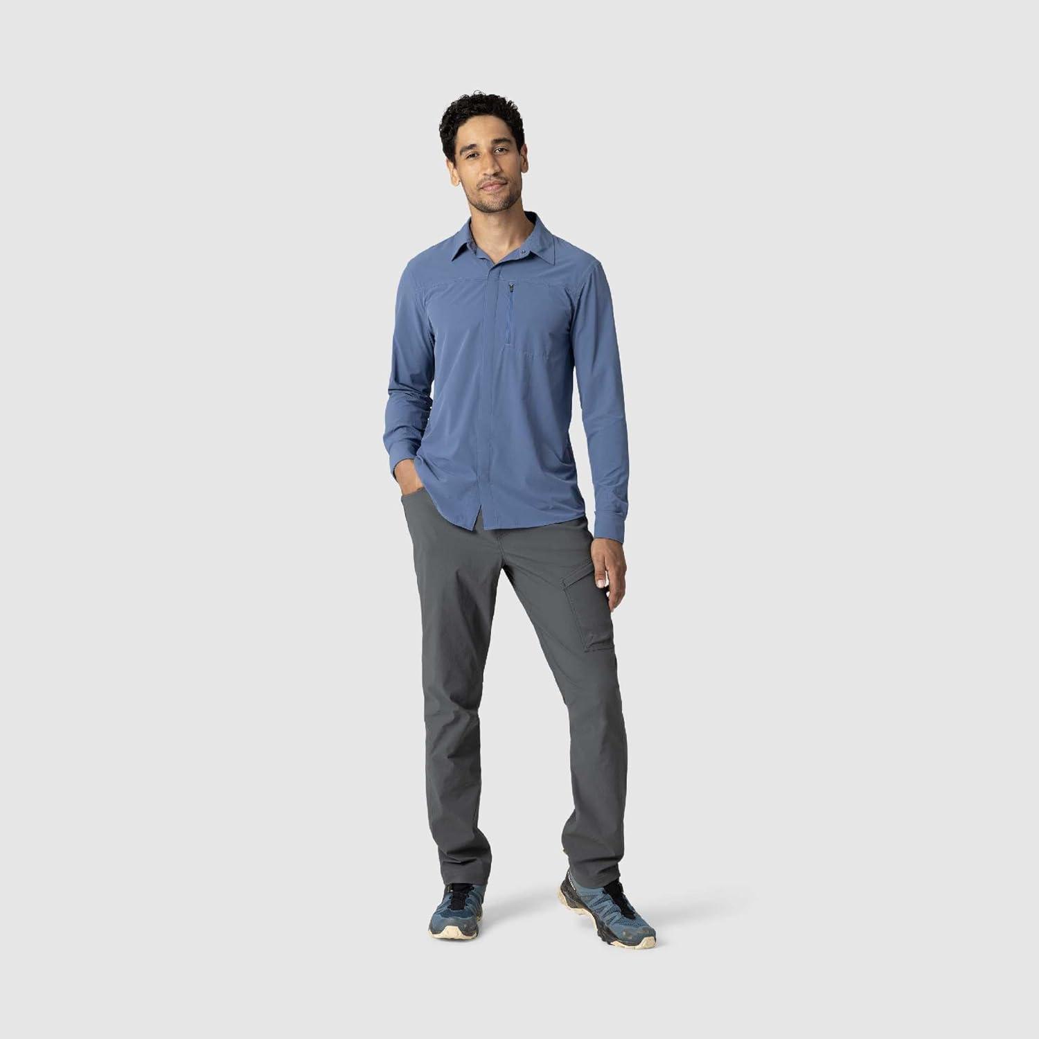 imageOutdoor Research Mens Astroman Long Sleeve Sun Shirt Lightweight UPF 30 Snap Button Hiking Top Breathable amp StretchySkyline