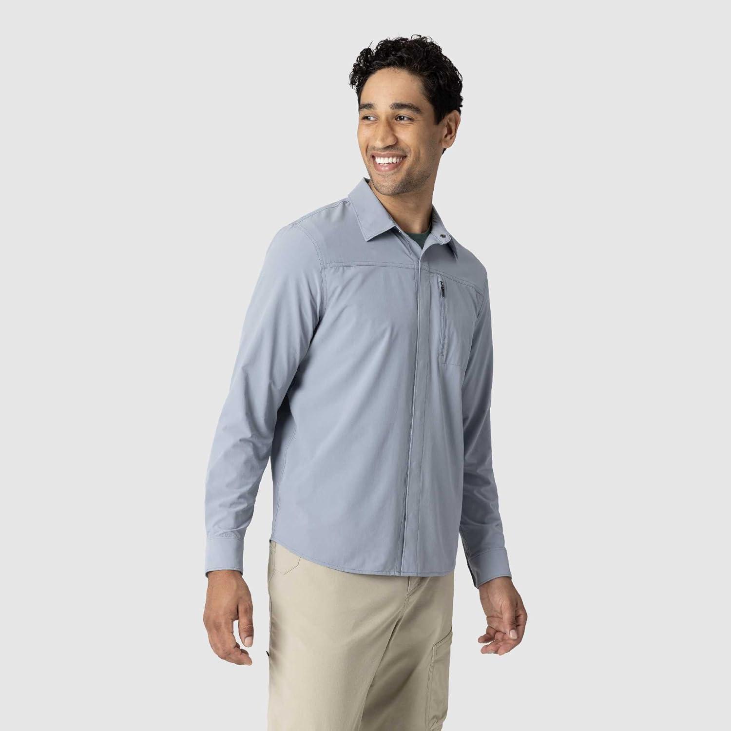 imageOutdoor Research Mens Astroman Long Sleeve Sun Shirt Lightweight UPF 30 Snap Button Hiking Top Breathable amp StretchySlate