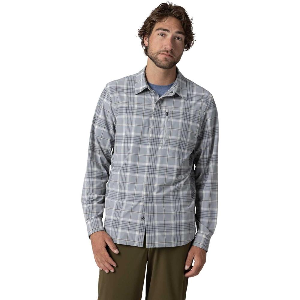 imageOutdoor Research Mens Astroman Long Sleeve Sun Shirt  Lightweight UPF 30 Snap Button Hiking Top Breathable amp StretchyLight Pewter Plaid