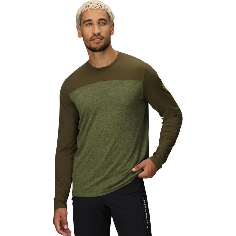 imageOutdoor Research Mens Freewheel MTB Mountain Bike Long Sleeve JerseyDark OliveWillow Heather