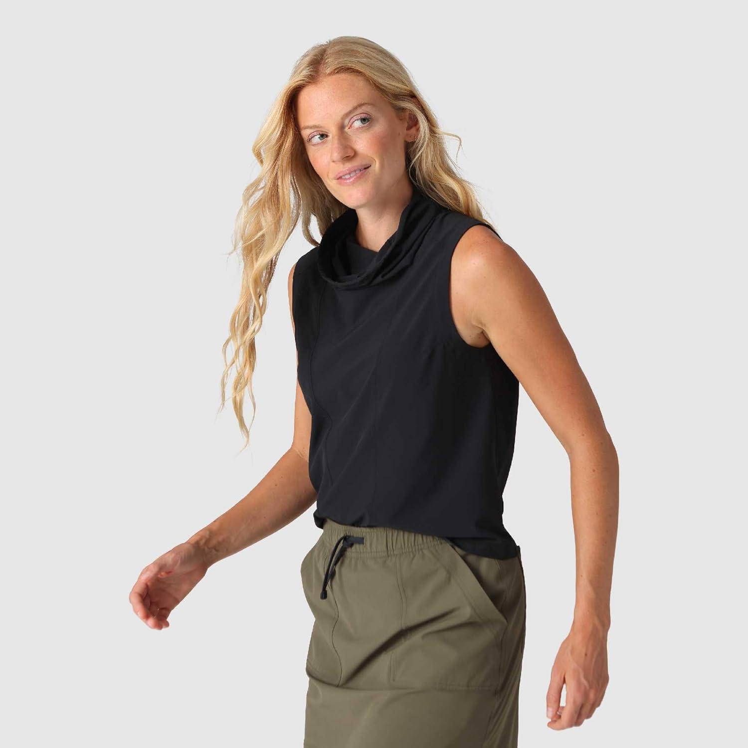 imageOutdoor Research Womens Astroman Air Sun Tank High Neck Lightweight UPF 30 Hiking Top Quick Dry Sporty Workout ShirtBlack