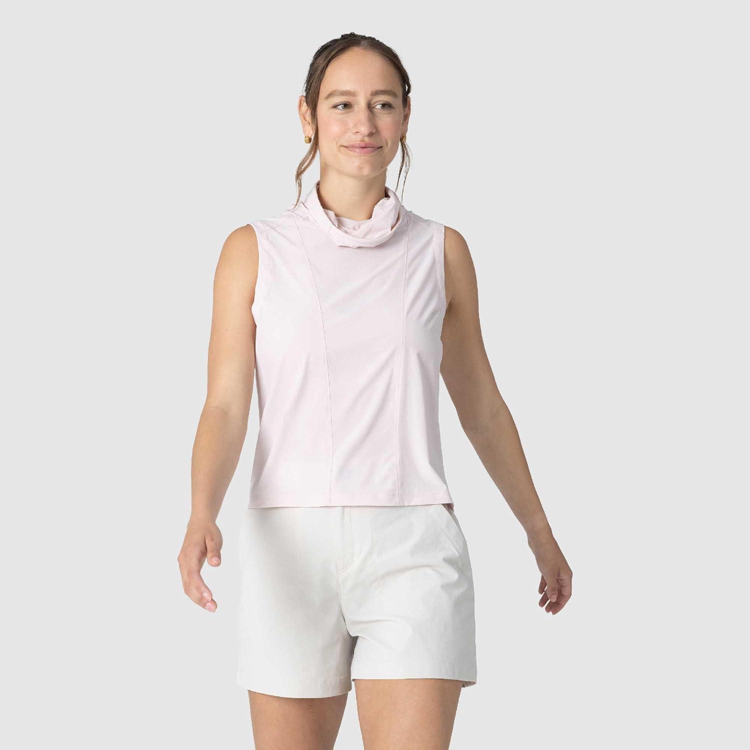 imageOutdoor Research Womens Astroman Air Sun Tank High Neck Lightweight UPF 30 Hiking Top Quick Dry Sporty Workout ShirtCherry Blossom