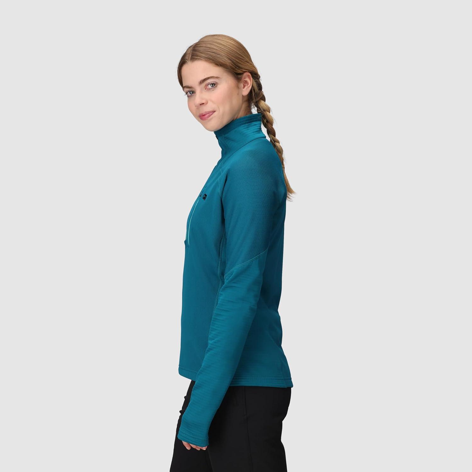 imageOutdoor Research Womens Deviator Fleece Half Zip Temperature Regulating Fabric Moisture Wicking UPF 30Aurora