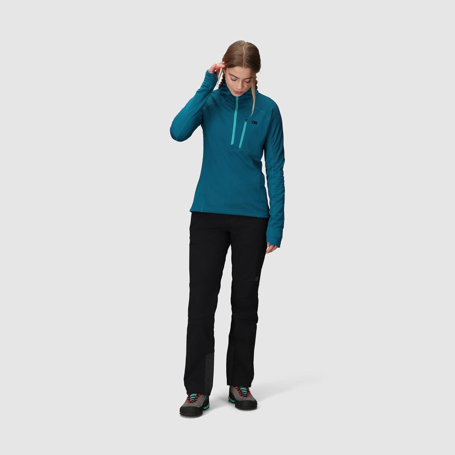 imageOutdoor Research Womens Deviator Fleece Half Zip Temperature Regulating Fabric Moisture Wicking UPF 30Aurora