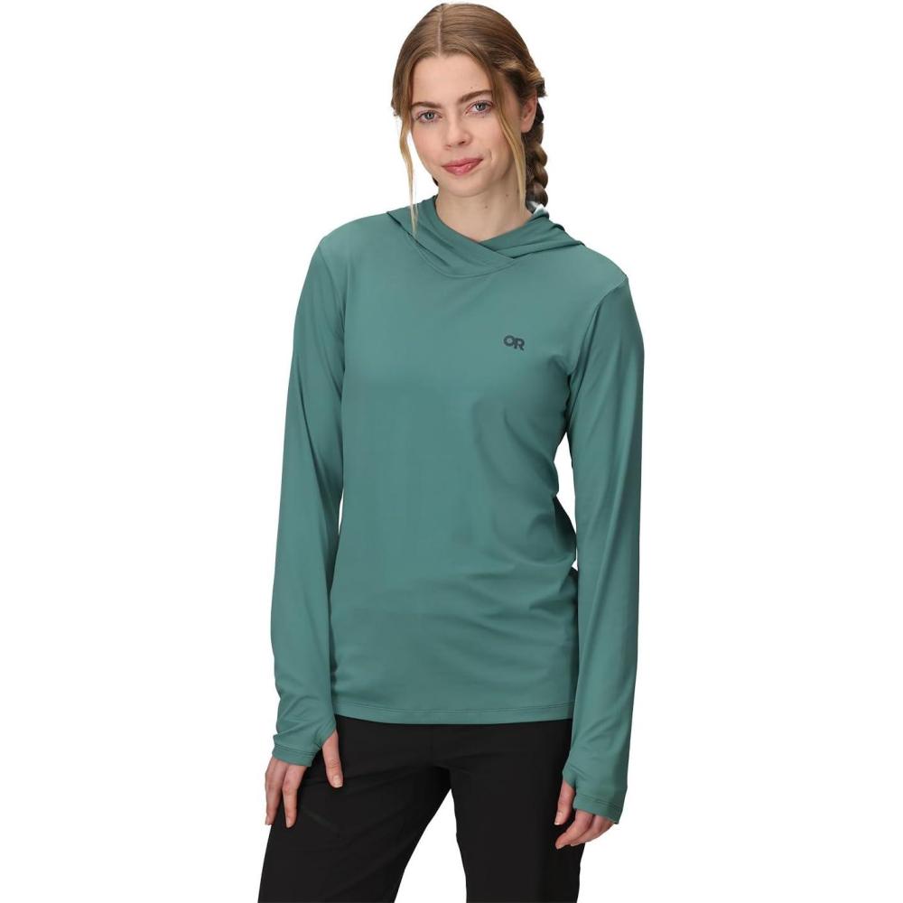 imageOutdoor Research Womens ActiveIce Spectrum Sun Hoodie SelfCooling Fabric Quick Drying Moisture Wicking UPF 50 Neptune Small