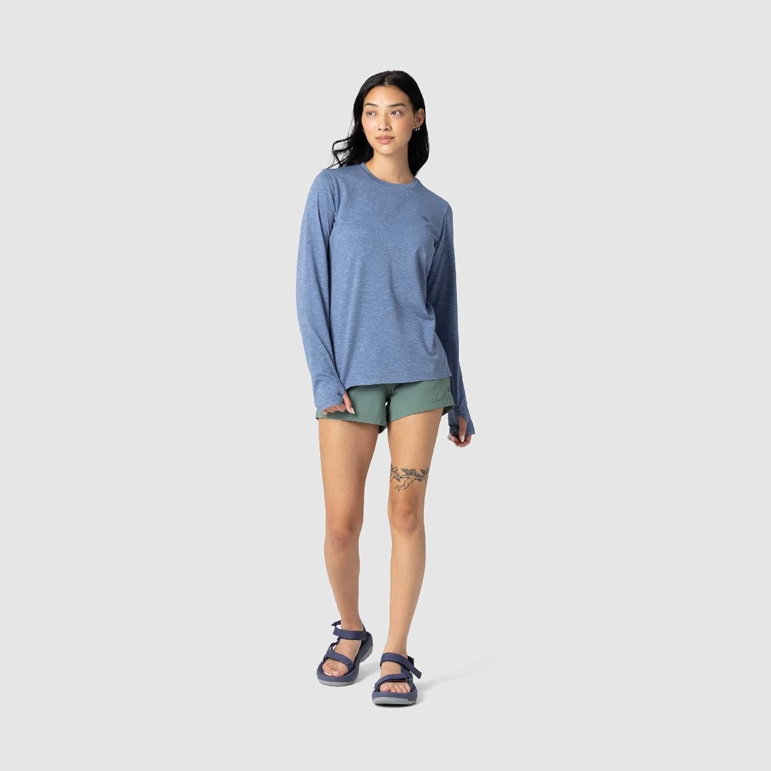image:imageOutdoor Research Womens ActiveIce Spectrum Sun Long Sleeve Tee Ascent Blue Heather Medium